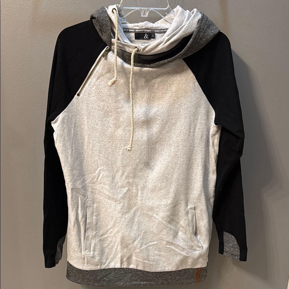 Ampersand Avenue Black and Gray DoubleHooded Sweatshirt